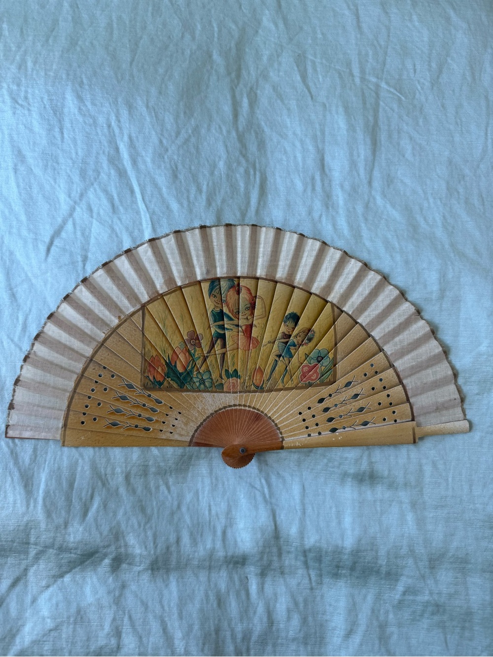 Vintage Casa de Diego Hand Painted Fan with Box